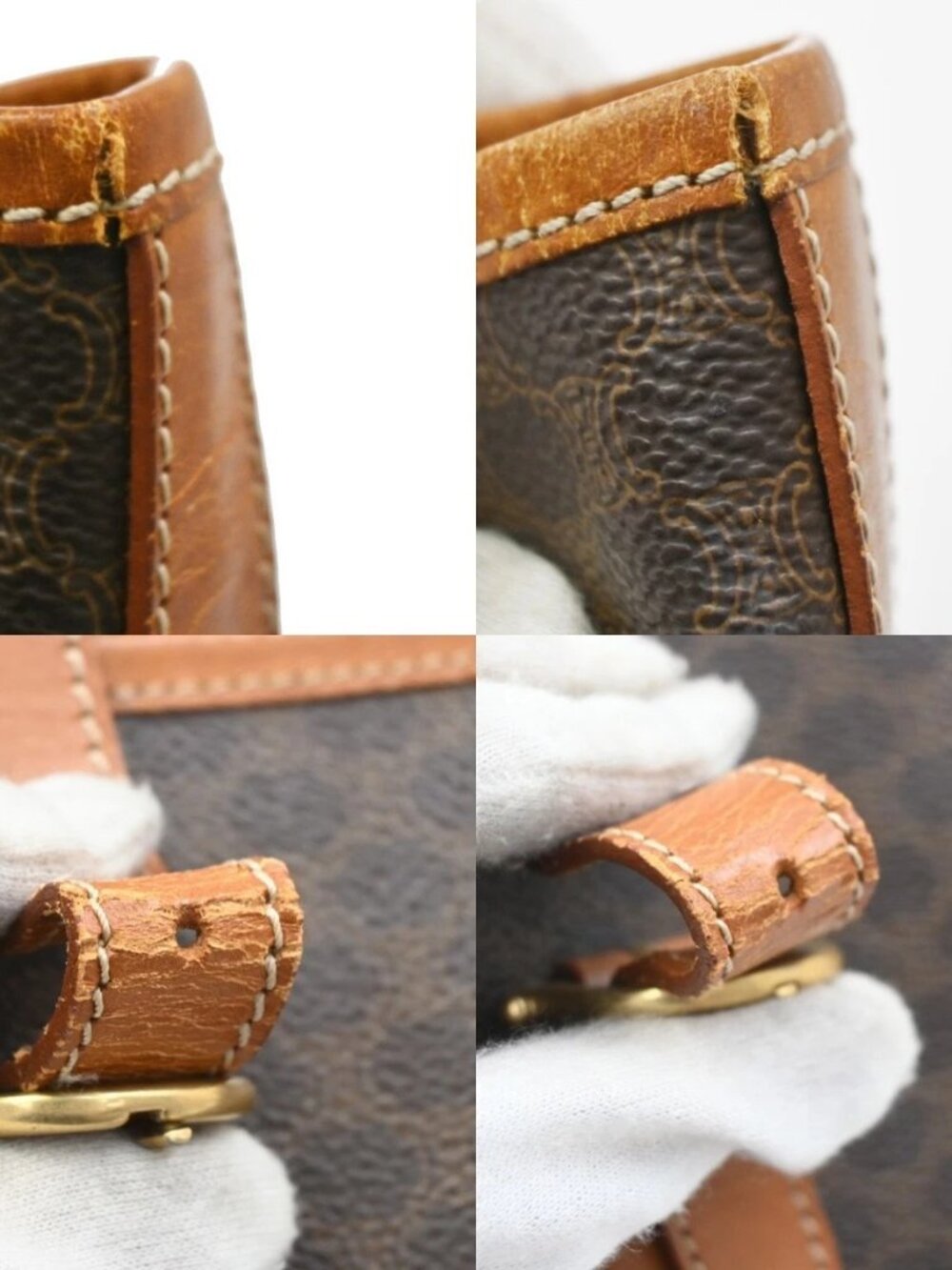 CELINE Logo Macadam Pattern Shoulder Tote Bag PVC Leather Brown Italy 61KB607 - Picture 8 of 15